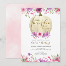 Little Pumpkin Couples Girl Baby shower Invitation