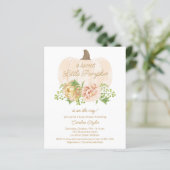 Little Pumpkin Cream Floral Baby shower Invitation (Staand voorkant)