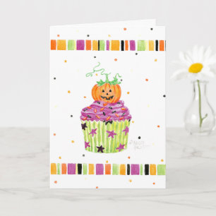 Little Pumpkin Cupcake Halloween Greeting Card Kaart