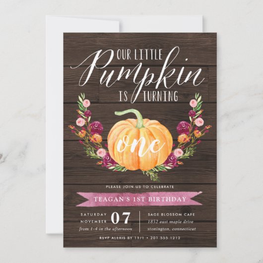 Little Pumpkin Custom Age Birthday Party Kaart (Voorkant)