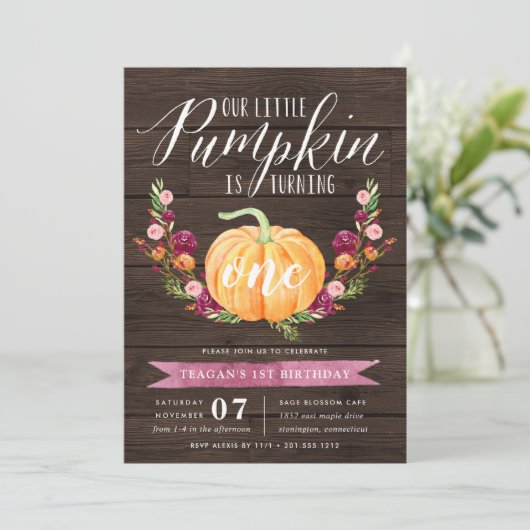 Little Pumpkin Custom Age Birthday Party Kaart (Staand voorkant)