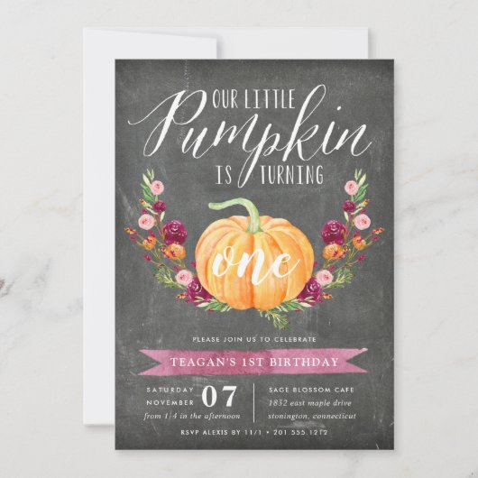 Little Pumpkin Custom Age Birthday Party Kaart (Voorkant)