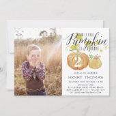 Little Pumpkin Custom Age verjaardagsfeestje foto Kaart (Voorkant)