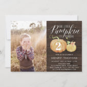 Little Pumpkin Custom Age verjaardagsfeestje foto Kaart (Voorkant)