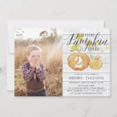 Little Pumpkin Custom Age verjaardagsfeestje foto Kaart (Voorkant)