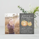 Little Pumpkin Custom Age verjaardagsfeestje foto Kaart (Staand voorkant)