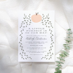 Little Pumpkin Cute Rustic Hand Drawn Baby shower Kaart