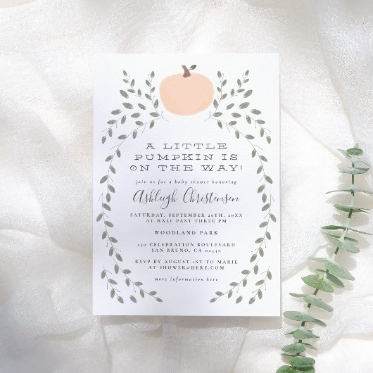 Little Pumpkin Cute Rustic Hand Drawn Baby shower Kaart