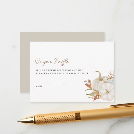 Little Pumpkin Diaper Raffle Enclosure Card Informatiekaartje (Voorkant / Achterkant in situ)