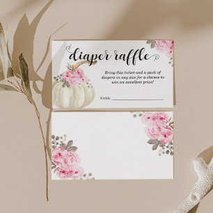 Little Pumpkin Diaper Raffle Pink Floral Informatiekaartje