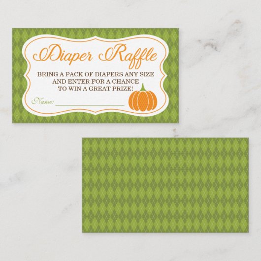 Little Pumpkin Diaper Raffle Ticket Informatiekaartje (Voorkant / Achterkant)