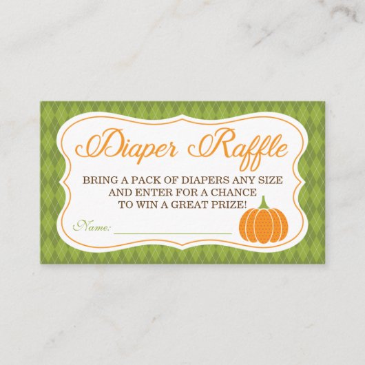 Little Pumpkin Diaper Raffle Ticket Informatiekaartje (Voorkant)