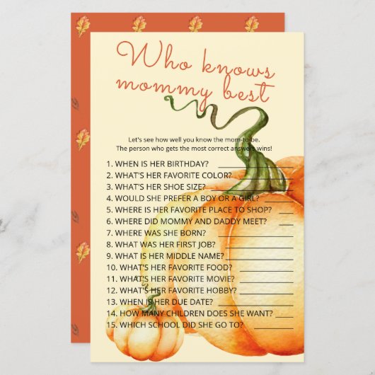 Little Pumpkin die mama het beste spel kent (Voorkant / Achterkant)