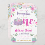 Little Pumpkin die One Birthday Invitation draait Kaart (Voorkant / Achterkant)