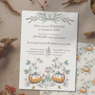 Little PUMPKIN draaien ONE cottage core verjaardag Kaart