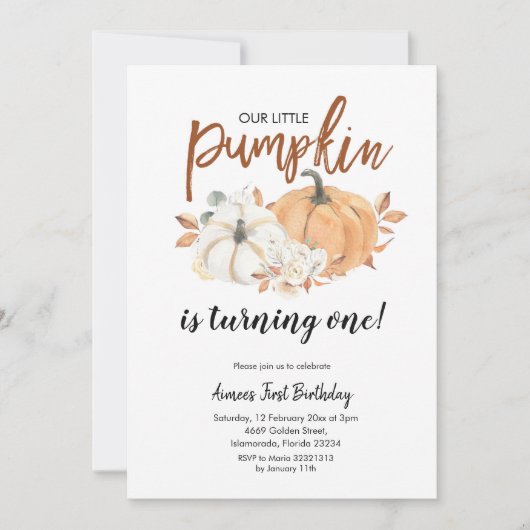 Little Pumpkin draait One Girl Birthday Kaart (Voorkant)