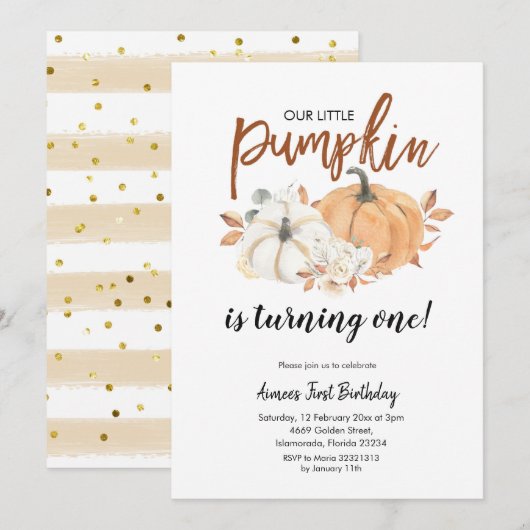 Little Pumpkin draait One Girl Birthday Kaart (Voorkant / Achterkant)