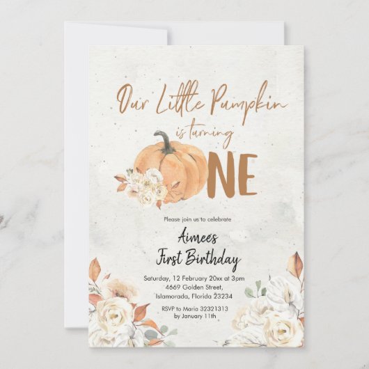 Little Pumpkin draait verjaardag van een meisje om Kaart (Voorkant)