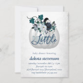 Little Pumpkin | Dusty Blue Floral Baby shower Kaart (Voorkant)