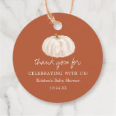 Little Pumpkin Earthy Herfst Baby shower Dank je Bedankjes Labels (Achterkant)