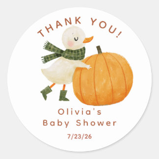 Little Pumpkin Eend Baby Shower Ronde Sticker