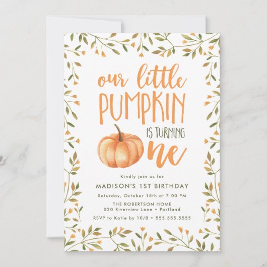 Little Pumpkin | Eerste verjaardag Kaart (Voorkant)