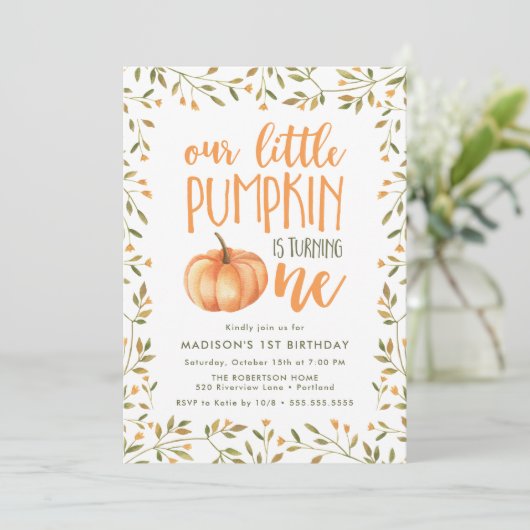 Little Pumpkin | Eerste verjaardag Kaart (Staand voorkant)