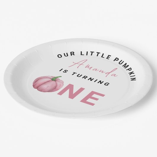 Little Pumpkin eerste verjaardag Papieren Bordje (Gekanteld)