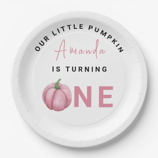 Little Pumpkin eerste verjaardag Papieren Bordje (Voorkant)