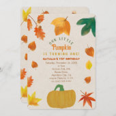 Little Pumpkin eerste verjaardag uitnodiging (Voorkant / Achterkant)