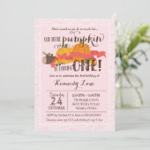 Little Pumpkin eerste verjaardagsfeestje roze Kaart (Staand voorkant)