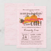 Little Pumpkin eerste verjaardagsfeestje roze Kaart (Voorkant / Achterkant)