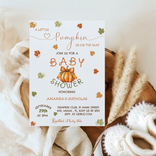 Little Pumpkin Elegant Baby shower Herfst Herfst Kaart
