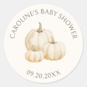 Little Pumpkin Elegant Herfst Baby shower Ronde Sticker (Voorkant)
