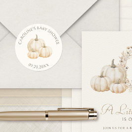 Little Pumpkin Elegant Herfst Baby shower Ronde Sticker