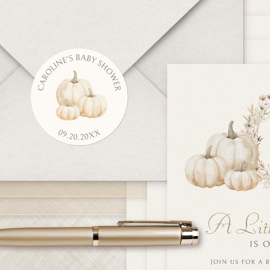 Little Pumpkin Elegant Herfst Baby shower Ronde Sticker