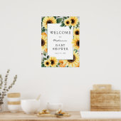 Little Pumpkin en Sunflower Baby shower Welcome Poster (Keuken)