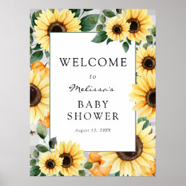 Little Pumpkin en Sunflower Baby shower Welcome Poster
