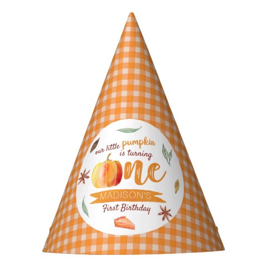 Little Pumpkin Fall 1st Birthday Feesthoedjes (Voorkant)