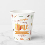 Little Pumpkin Fall 1st Birthday Papieren Bekers (Voorkant)