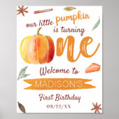 Little Pumpkin Fall 1st Birthday Party Welcome Poster (Voorkant)
