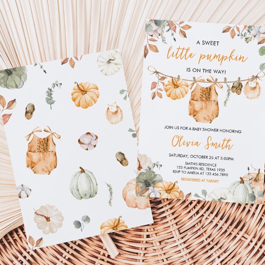Little Pumpkin Fall Autumn Baby Shower  Kaart