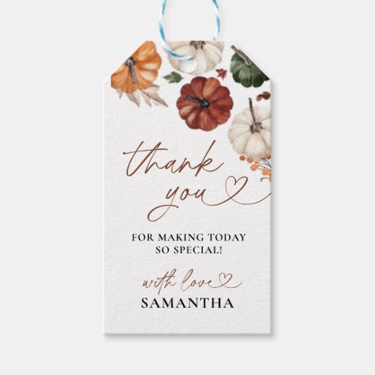 Little Pumpkin Fall Baby Shower Cadeaulabel (Voorkant)