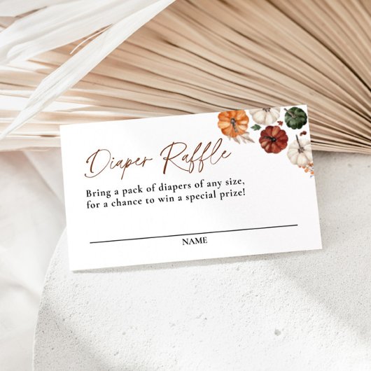Little Pumpkin Fall Baby Shower Diaper Raffle Informatiekaartje