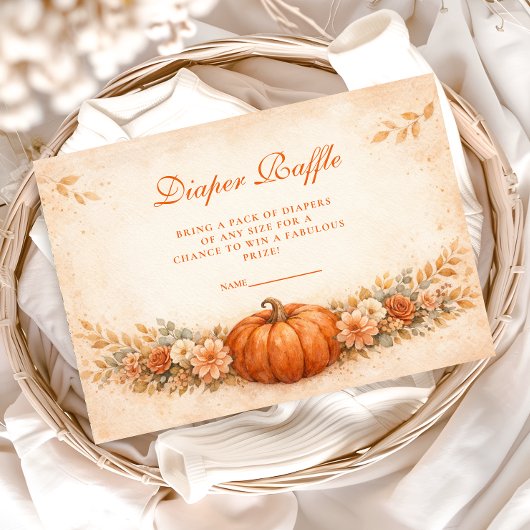 Little Pumpkin Fall Baby Shower Diapper Raffle Informatiekaartje