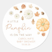Little Pumpkin Fall Baby Shower Sticker (Voorkant)