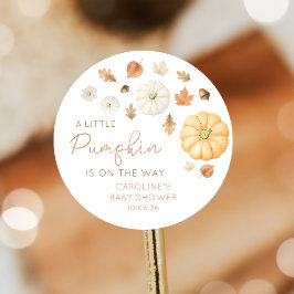 Little Pumpkin Fall Baby Shower Sticker