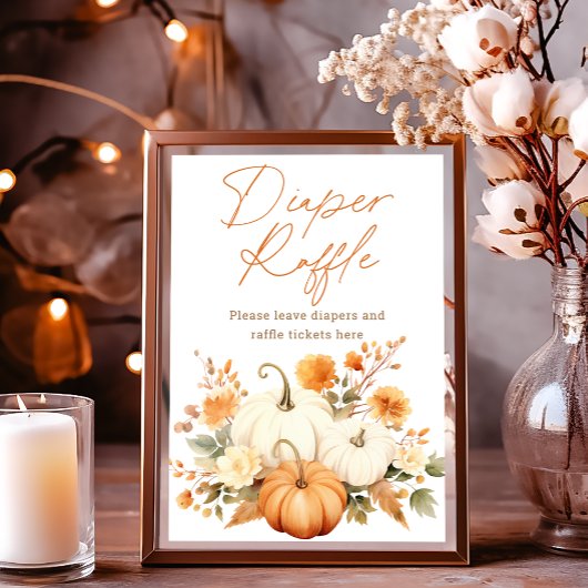 Little Pumpkin Fall Diaper Raffle Baby Shower Sign Foto Afdruk