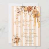 Little Pumpkin Fall Floral Baby Shower Invitation Kaart (Voorkant)