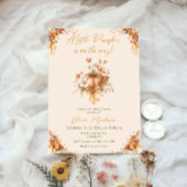 Little Pumpkin Fall Floral Baby Shower Invitation Kaart